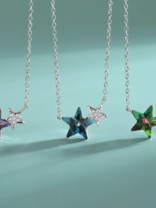 Продукт Сребърно колие със Swarovski Звезден миг Изображение
