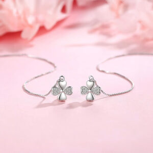 Сребърни висящи обеци Цветен колорит