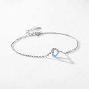 Сребърна гривна Любов в синьо