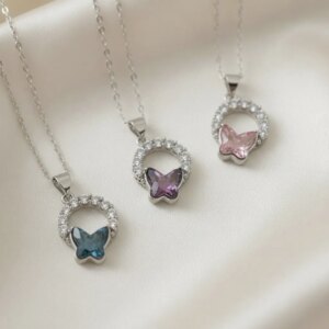 Колие от сребро с кристал Swarovski Пеперуден свят